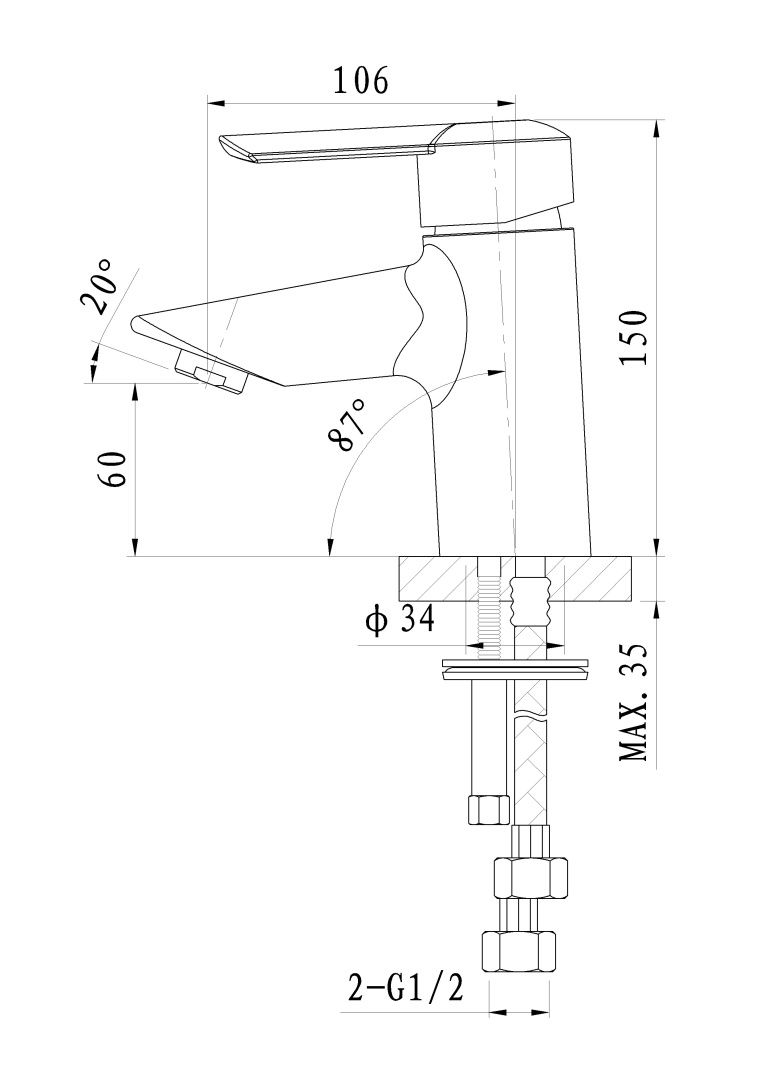 Приобрести смеситель для раковины wonzon & woghand baroque, хром (ww-191101-cr)