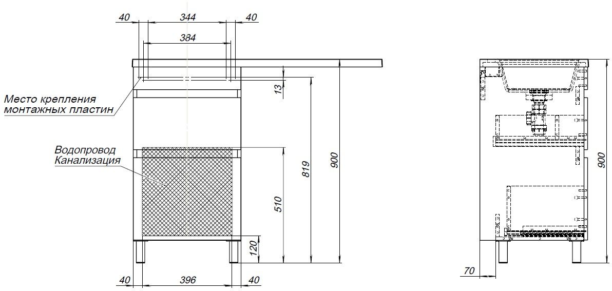 Приобрести aquanet тумба с раковиной вега 48 см, белая глянец