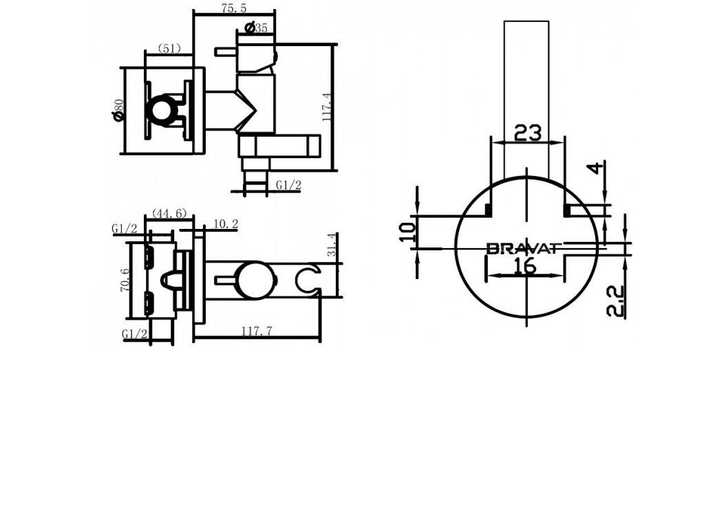 Приобрести смеситель для гигиенического душа bravat eler d9137cp-rus