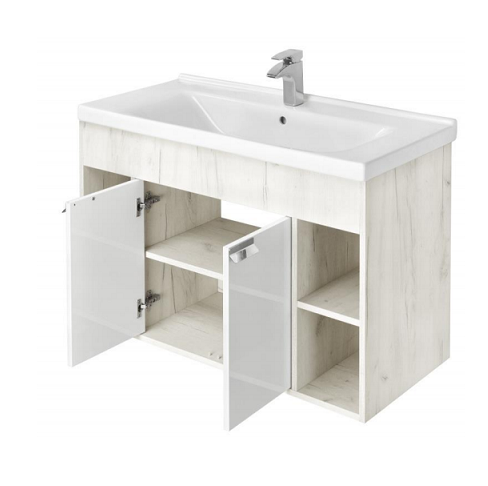Приобрести тумба с раковиной акватон флай, подвесная, 100 см, белая, дуб крафт