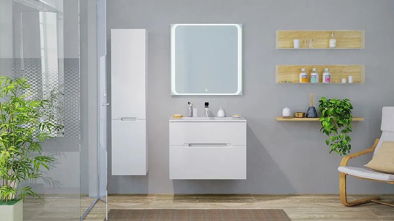 Приобрести jorno зеркало modul 80 см, с подсветкой, белое