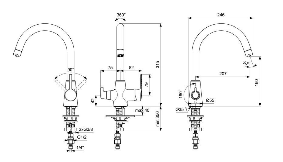 Приобрести смеситель для кухни vidima uno ba356aa