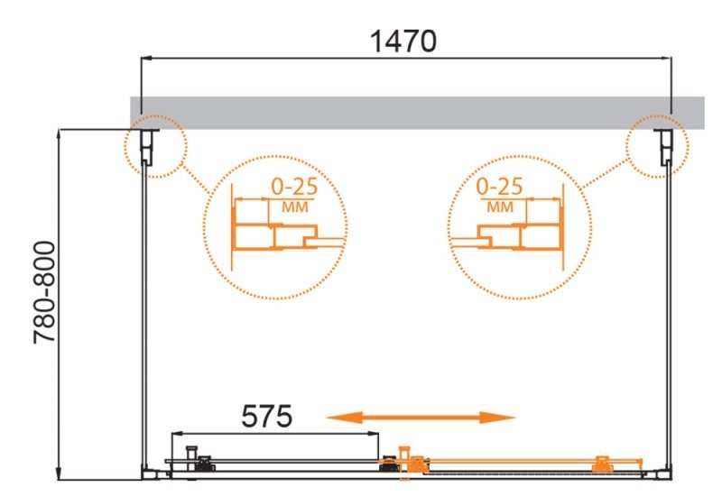 Приобрести cezares душевое ограждение molveno 150х80см molveno-ah-12-150/80-p-cr