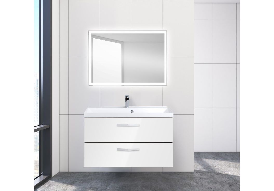 Приобрести тумба подвесная с раковиной belbagno aurora-900-2c-so-bl 90 см, bianco lucido
