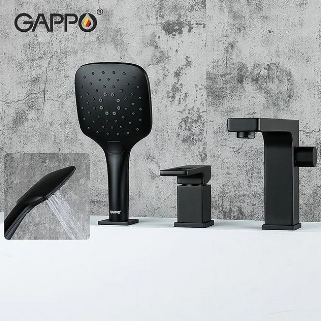 Приобрести gappo смеситель на борт ванны g1117-6, 3 отверстия, черный матовый 30055