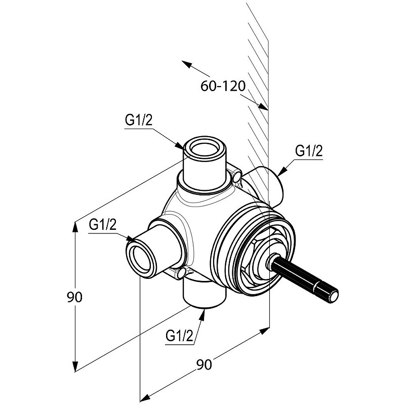 Приобрести kludi скрытая часть смесителя для душа и раковины на 3 положения 29757