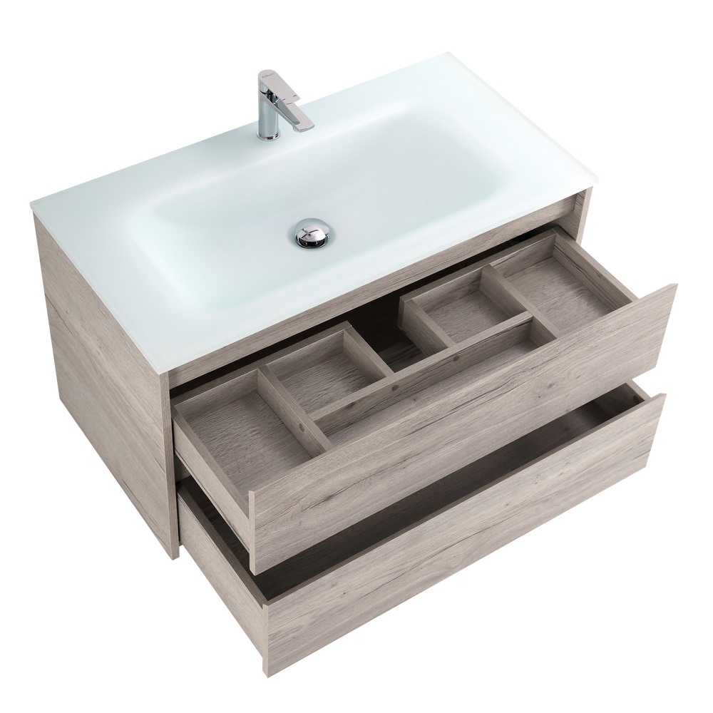 Приобрести belbagno тумба с раковиной kraft 100 см, подвесная rovere galifax bianco, стеклянная раковина