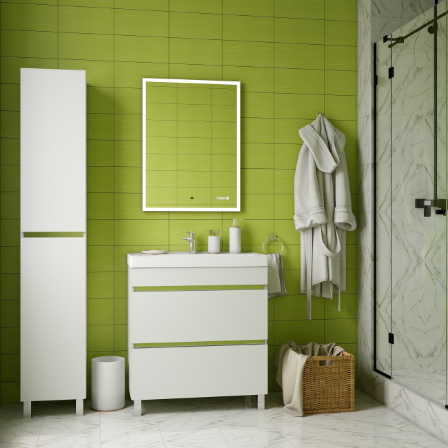 Приобрести briz зеркало elen 60х80 см, с подсветкой, подогревом,часы, температура, сенсорное включение , белое, пдз42-60