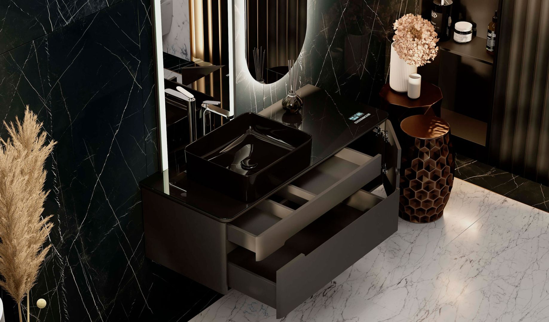 Приобрести jorno тумба подвесная shine 120 см со столешницей, bluetooth, антрацит