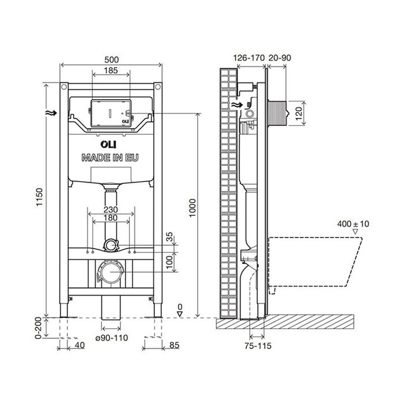 Приобрести инсталляция для унитаза oli 120 eco sanitarblock mechanic 879236