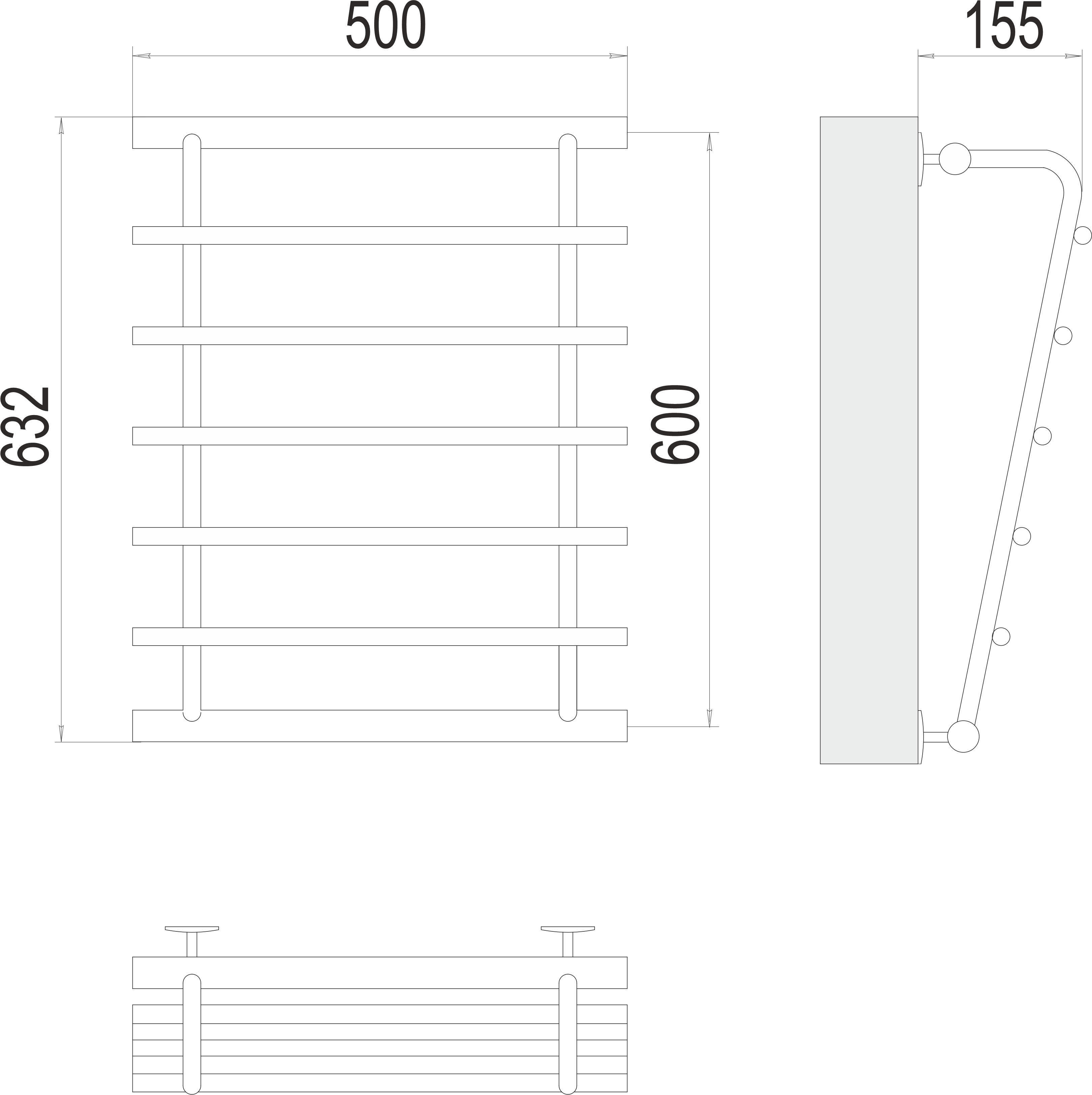 Приобрести полотенцесушитель 600х500 мм водяной terminus каскад п4, хром 4620768885570