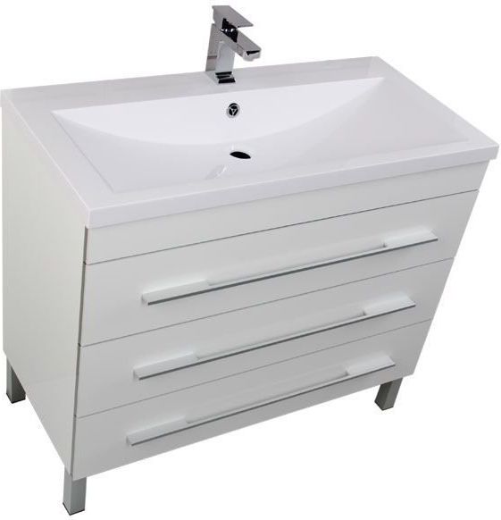 Приобрести aquanet тумба с раковиной верона 100 см, белая (напольная 3 ящика)