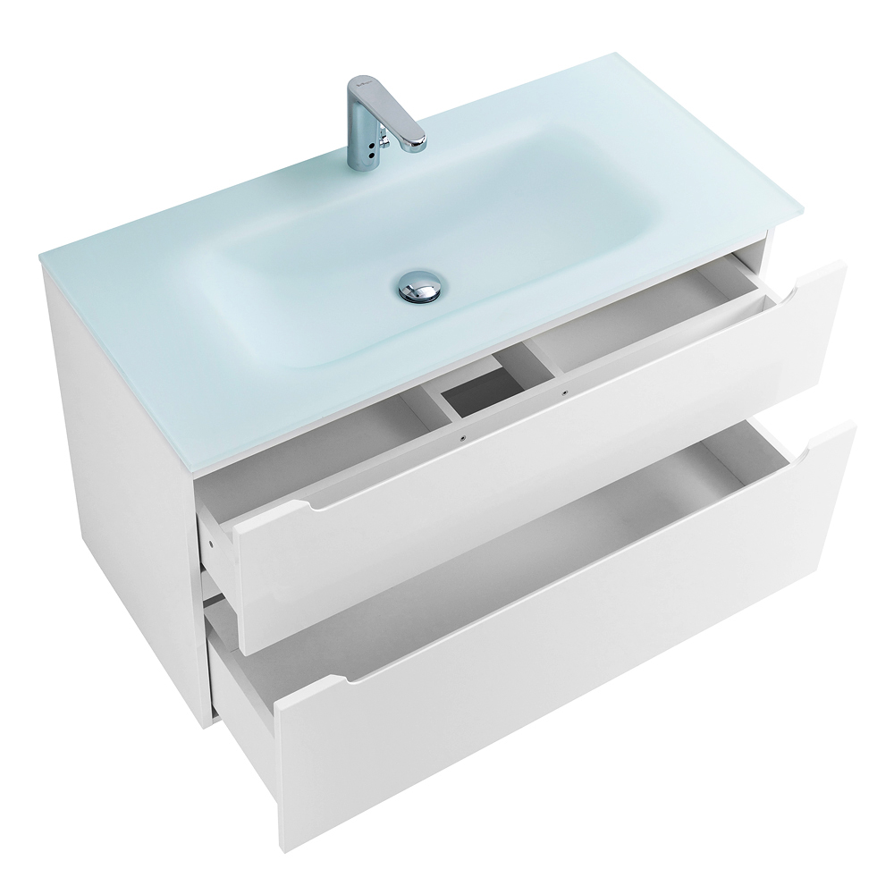 Приобрести belbagno тумба с раковиной etna-h60 100 см, подвесная bianco lucido, стеклянная раковина