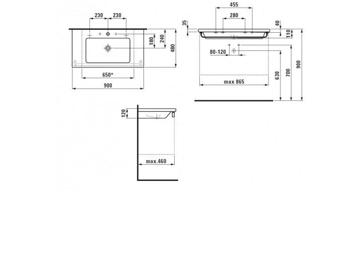 Приобрести раковина столешница laufen living square 90 см 8.1643.3.000.104.1