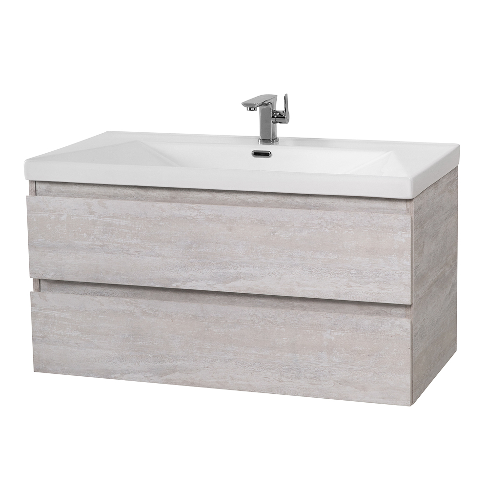 Приобрести cezares тумба подвесная с раковиной molveno 90 см legno bianco, светло серая molveno-90-2c-so-lb
