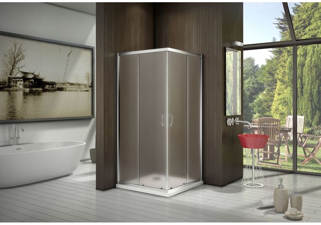 Приобрести ограждение душевое bas latte cr-100-g-we 100х100 см (матовое стекло)