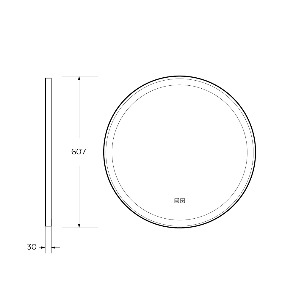 Приобрести cezares зеркало cadro 60х60 см, металлическая рама, подсветка, сенсорное включение, подогрев czr-spc-cadro-600-led-tch-warm