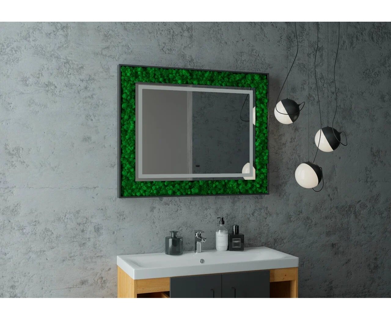 Приобрести continent зеркало с подсветкой forest 100х80 см, бесконтактный включатель, зеленое