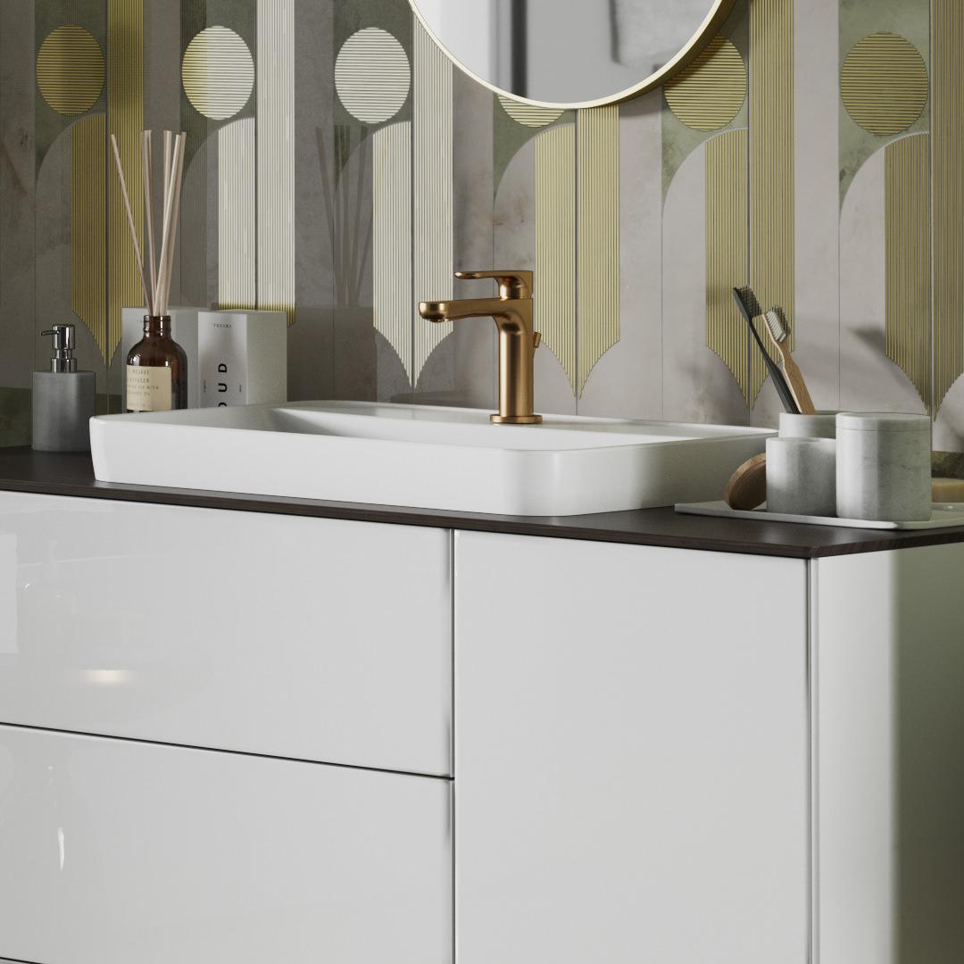 Приобрести kerama marazzi смеситель для раковины ole, золотой атласный 69412km.m0.071