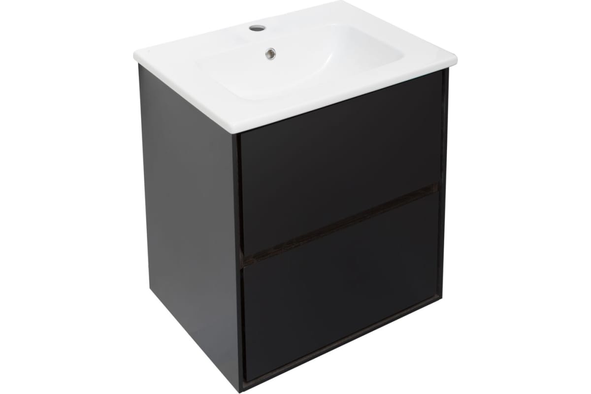 Приобрести aquanet тумба с раковиной милан 60 см, черный глянец