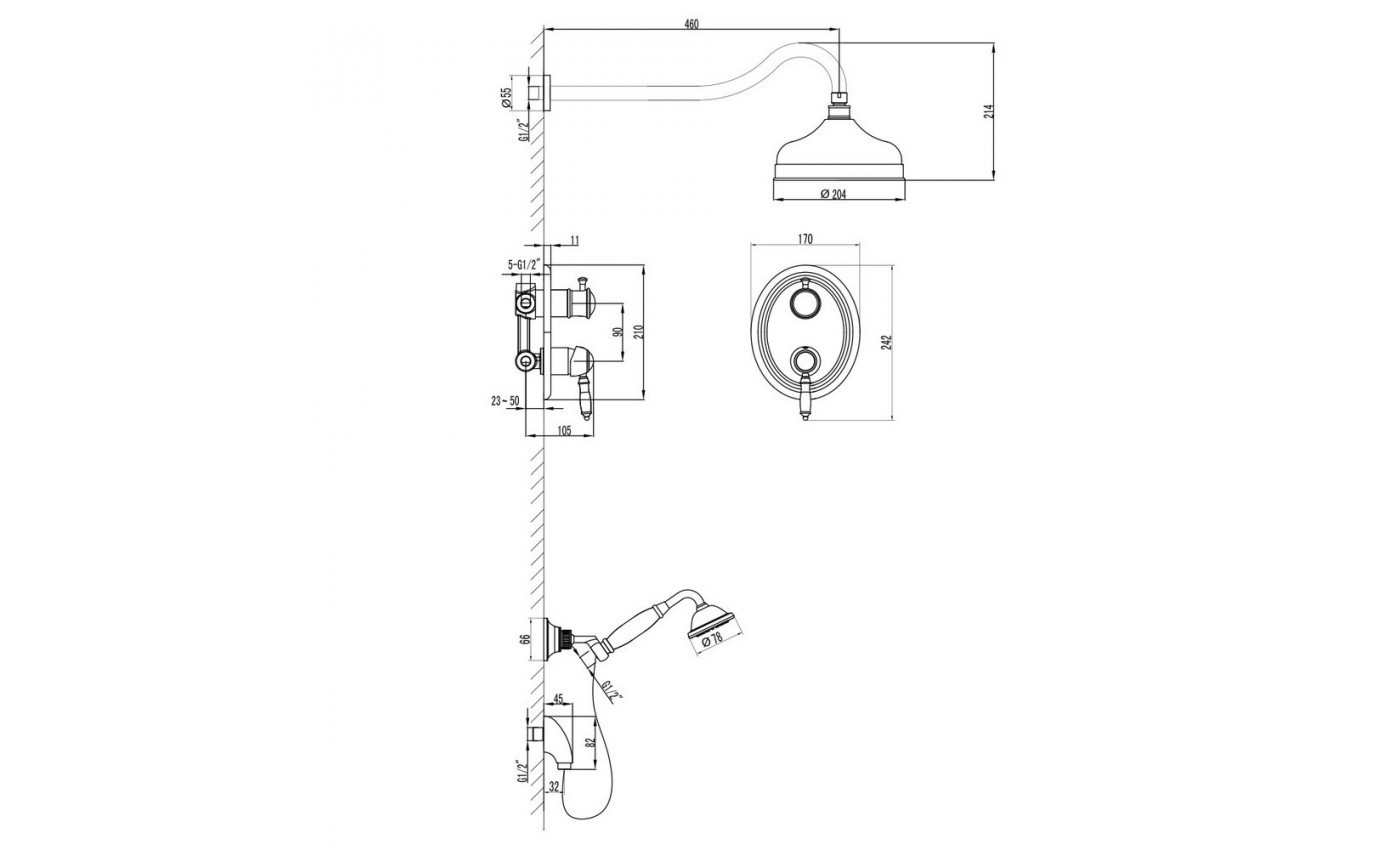 Приобрести lemark душевая система villa, скрытый монтаж, хром lm4829c
