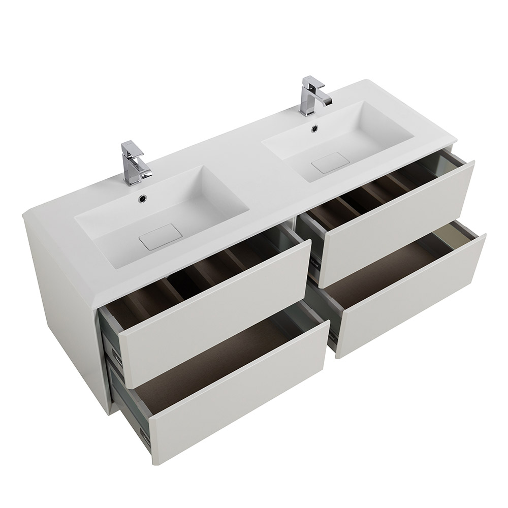 Приобрести cezares тумба подвесная с раковиной на две чаши bellagio 140 см bianco opaco, белая 54714