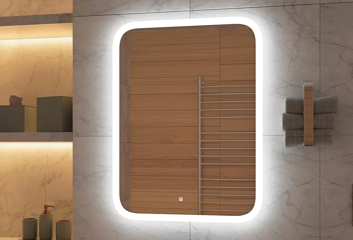 Приобрести continent зеркало с подсветкой glamour 70х80 см, белое