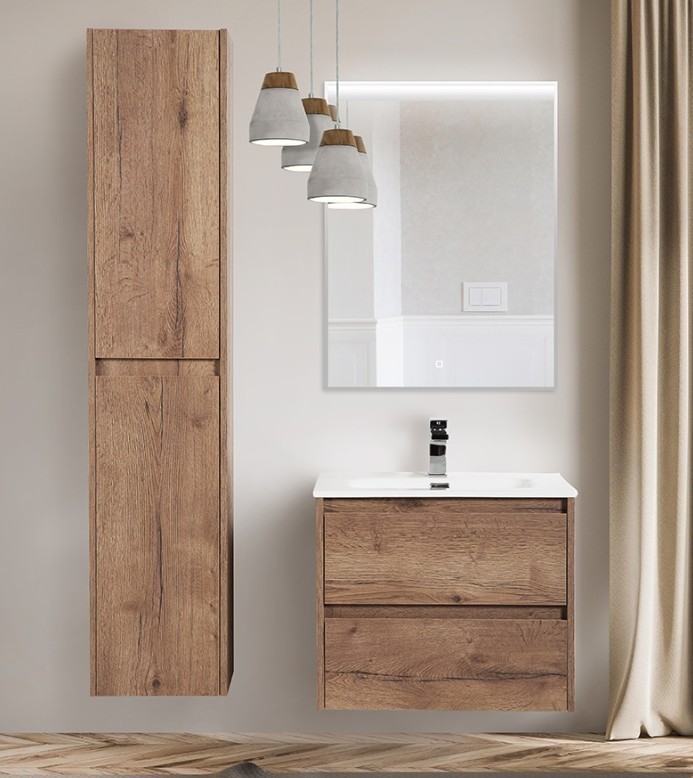 Приобрести тумба подвесная с раковиной belbagno kraft-600-2c-so-rt 60 см, rovere tabacco