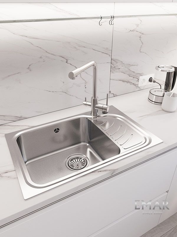 Приобрести oulin кухонная мойка 69х45 см, левостороняя, сатин oulin ol-327l