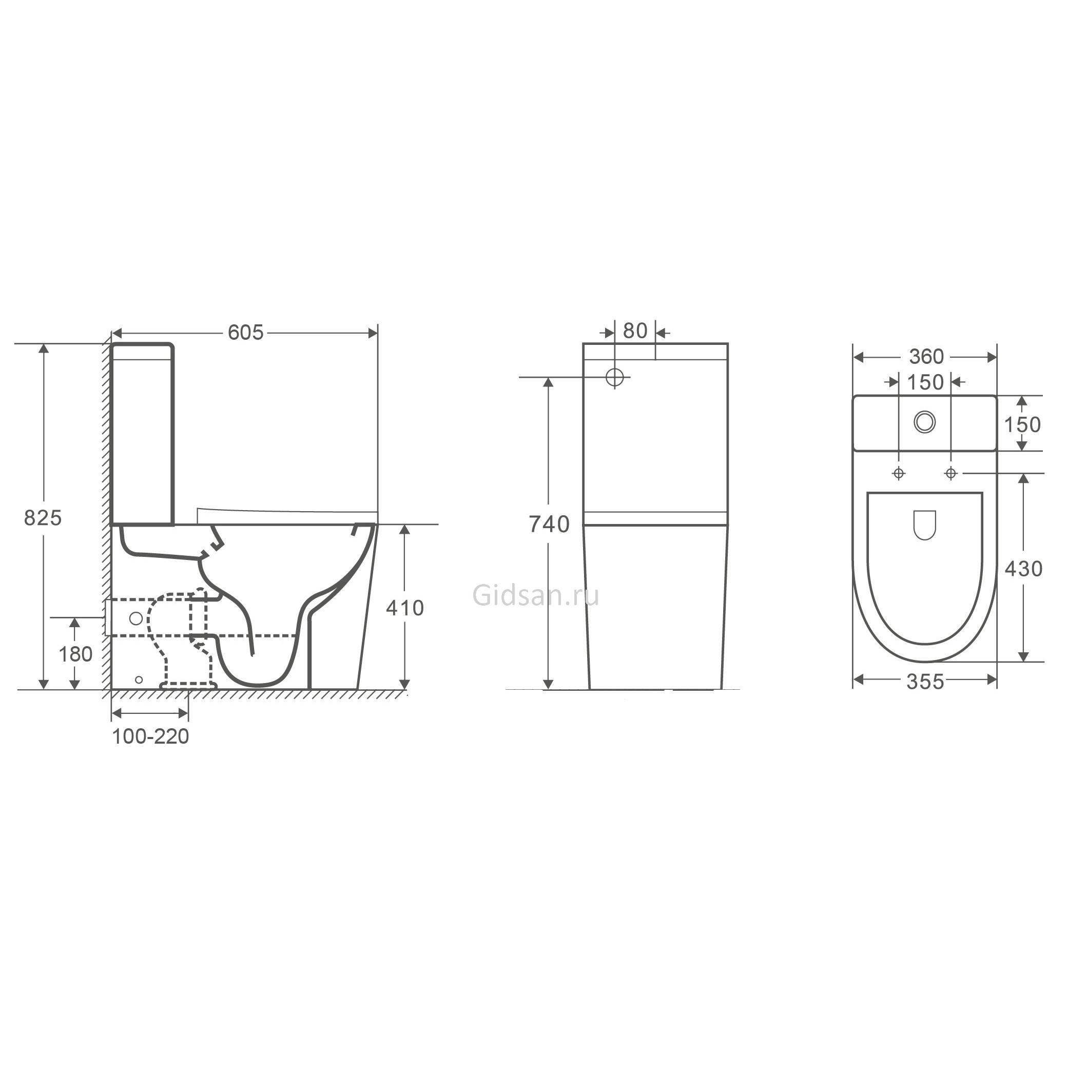 Приобрести унитаз напольный, безободковый с сиденьем ceramalux rimless 2179mb