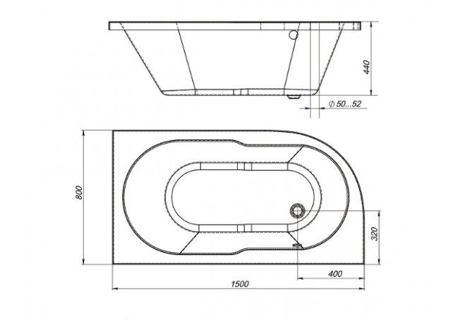 Приобрести mirsant ванна акриловая небуг premium 150x80 см r