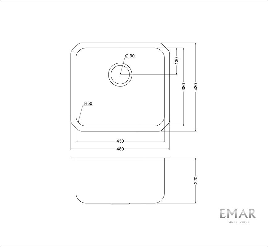 Приобрести oulin кухонная мойка 48х43 см, сатин oulin ol-u104