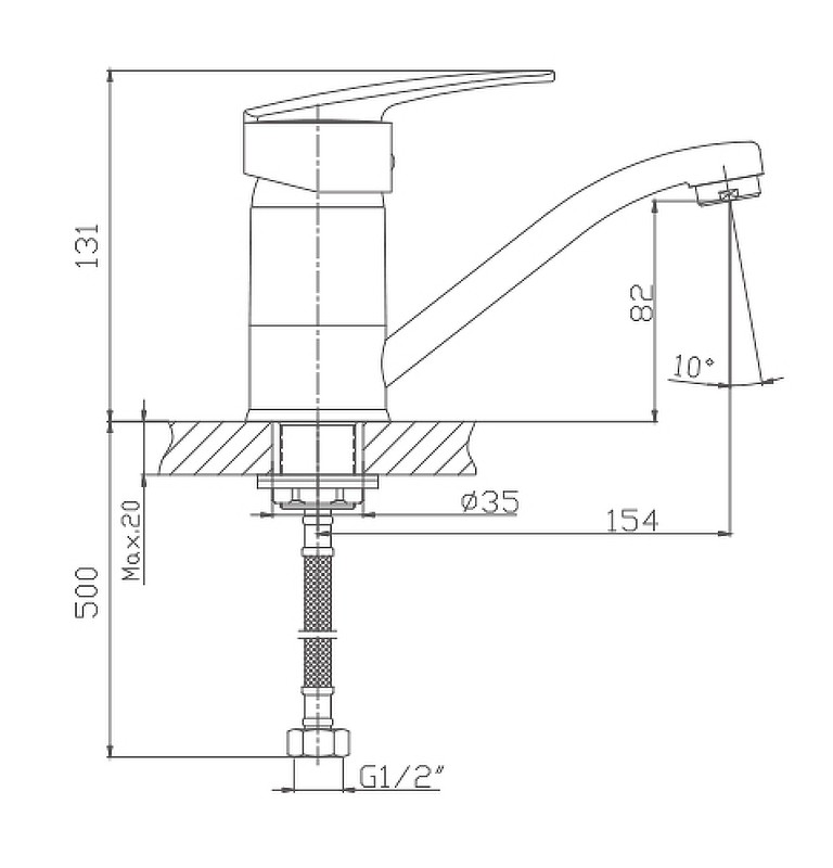 Приобрести haiba смеситель для кухни 131 мм, хром hb-4501-2