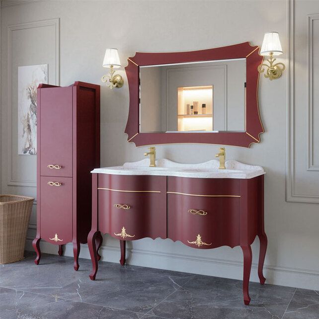 Приобрести caprigo тумба с раковиной bourget 140 см, бордовая, эмаль