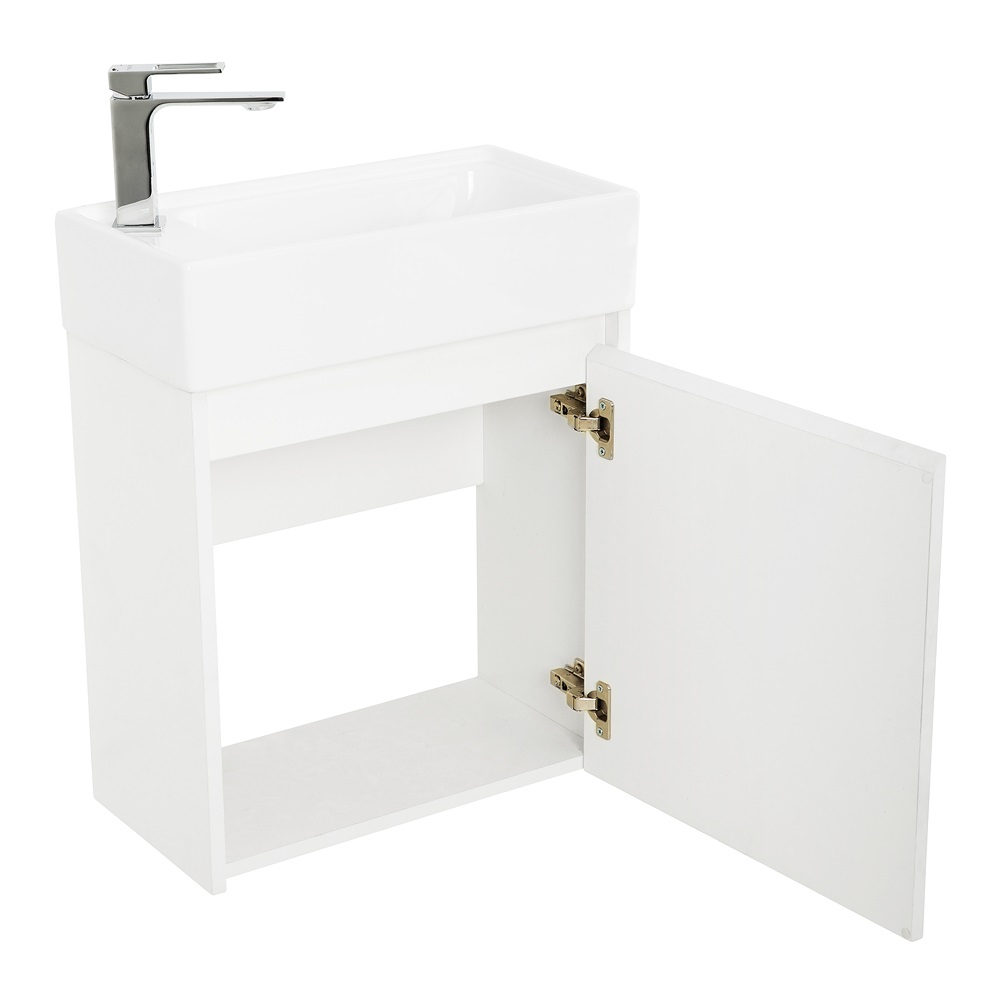 Приобрести belbagno тумба с раковиной kraft mini 50 см, подвесная bianco opaco правосторонняя, белая раковина