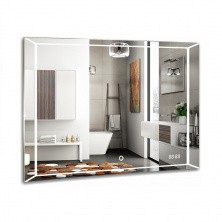 Azario Зеркало VOLL 800*600, белый, сенсорный включатель, часы, ФР-00001399