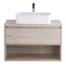 BelBagno Тумба со столешницей KRAFT 80 см с ящиком и полкой, подвесная Rovere Galifax Bianco