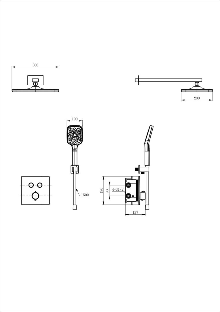 Приобрести душевая система с термостатом встраиваемая wonzon & woghand, белый матовый (ww-d2017-b-mw)