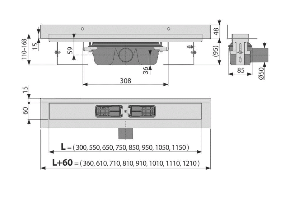Приобрести сливной трап alcaplast apz16-850 wall 