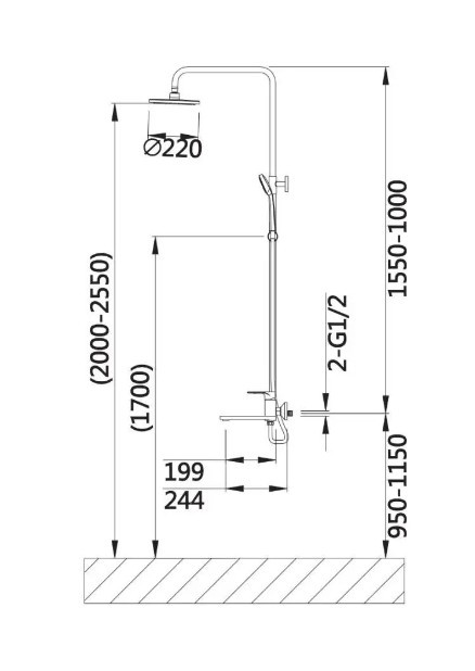 Приобрести душевая система vieir ergo 1550 мм, черный\хром v043562c