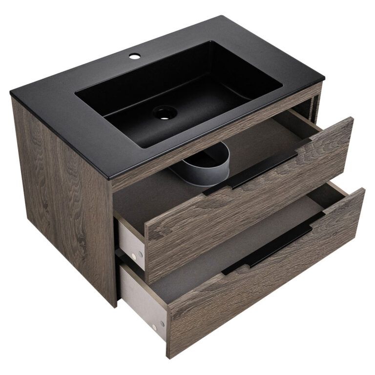Приобрести vincea тумба подвесная chiara 80 см, дуб темный с черной раковиной vmc-2c2800ro;vcb-13800b