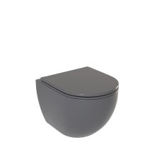 Sole Унитаз подвесной Pandora 2 grey, безободковый с сиденьем дюропласт, микролифт, серый УТ000081755