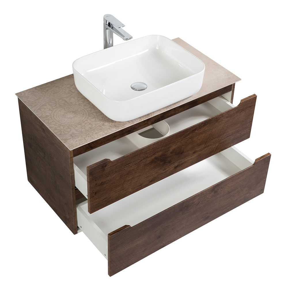 Приобрести belbagno тумба со столешницей etna 100 см, подвесная rovere moro