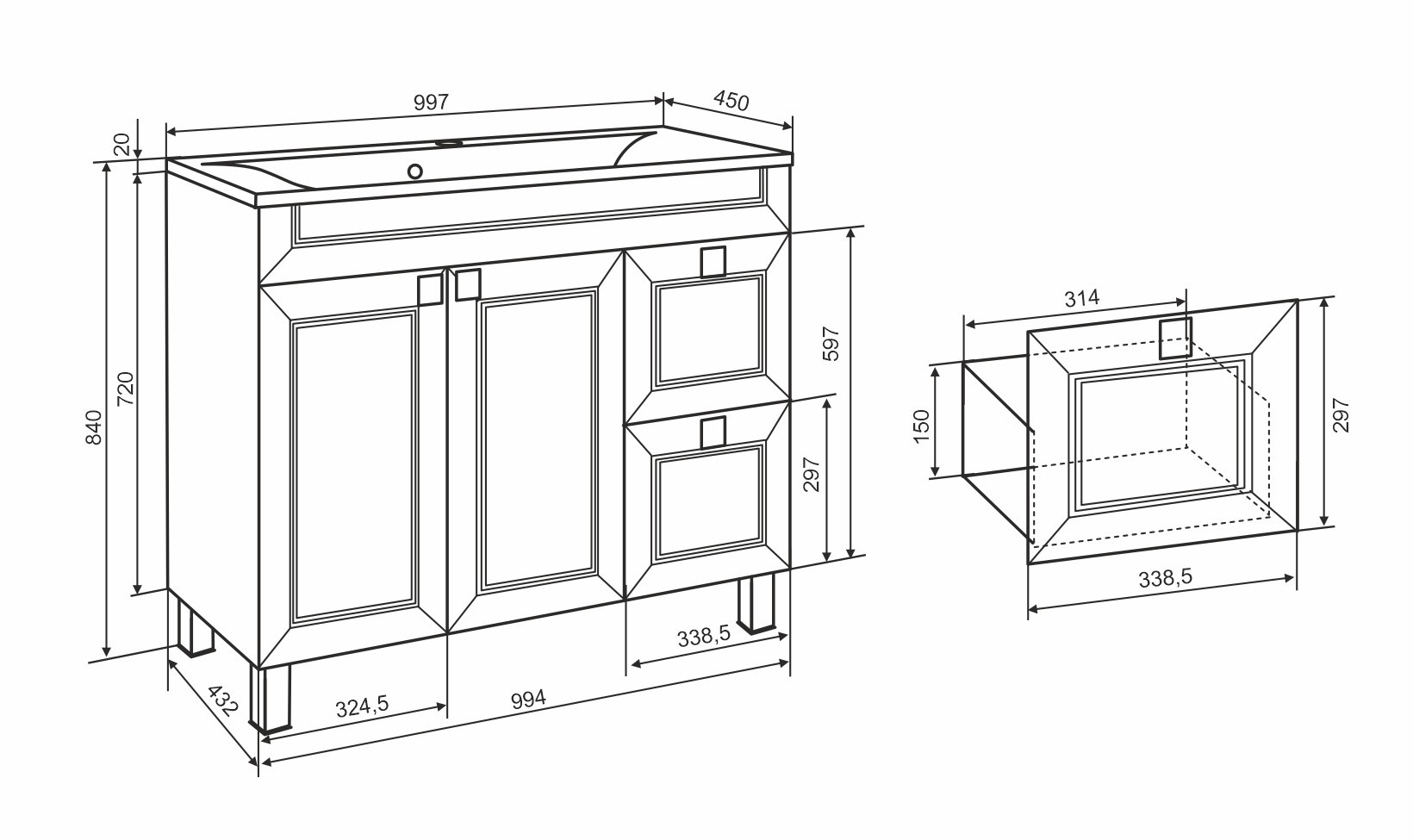 Приобрести aqua de marco тумба напольная с раковиной ostin 100см. 2 дверь 2 ящика