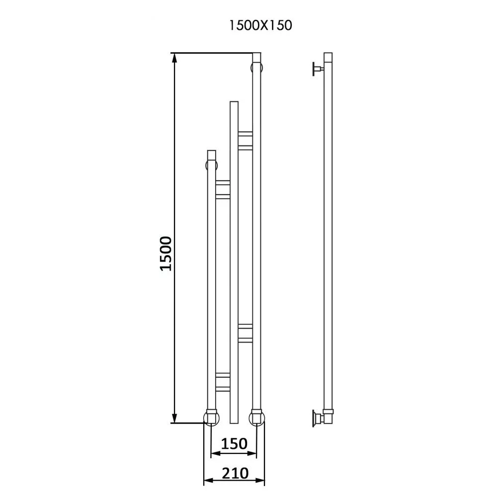 Приобрести veconi полотенцесушитель водяной maola-b, 15х150, графит m150gr-b