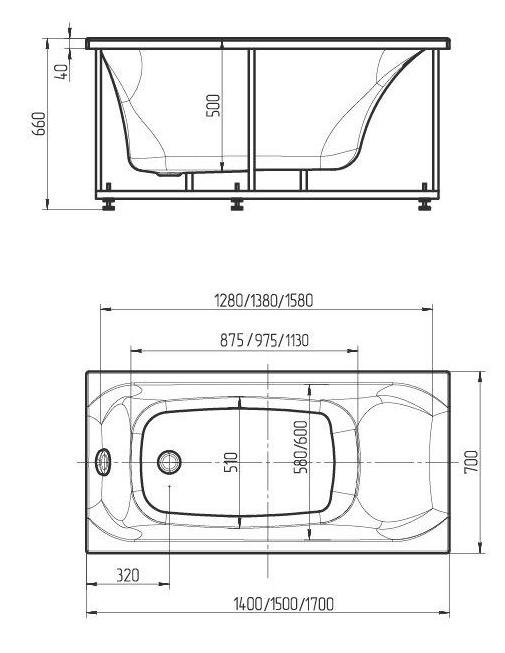 Приобрести акриловая ванна aquatek альфа 150x70 см