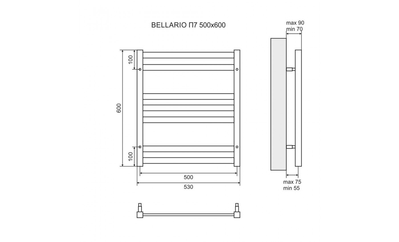 Приобрести lemark полотенцесушитель электрический bellario п7 500x600мм, черный lm68607ebl