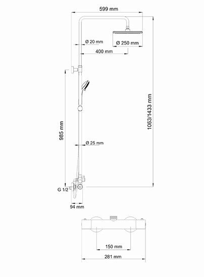 Приобрести wasserkraft душевая система a13302 thermo с термостатом, хром