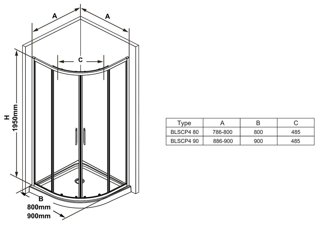 Приобрести ограждение душевое ravak blix slim blscp4 80 см x3bm40c00z1 алюминий/прозрачное