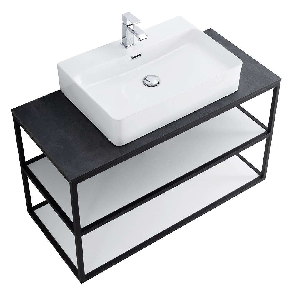 Приобрести cezares тумба подвесная с раковиной cadro 100 см см, двухярусная nero, черная cadro-100/46/58-2c-so-met-st